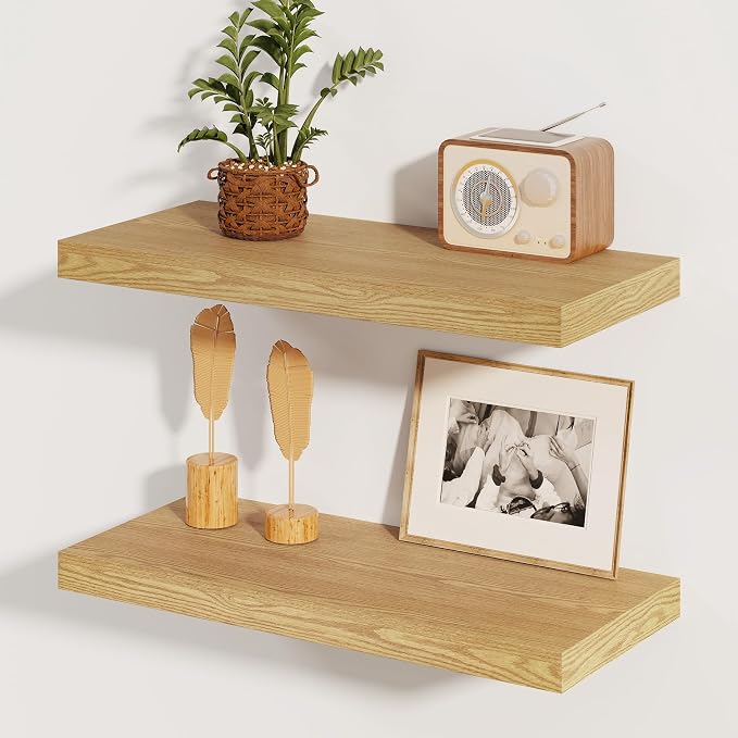 Floating Shelves for Wall, 8 Inch Deep Floating Shelves, Rustic Wood Floating by FunMemories