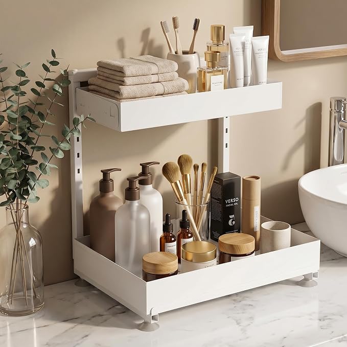 Under Sink Organizer, Bathroom Counter Organizer, 2 Packs 2-Tier Metal - Image 5