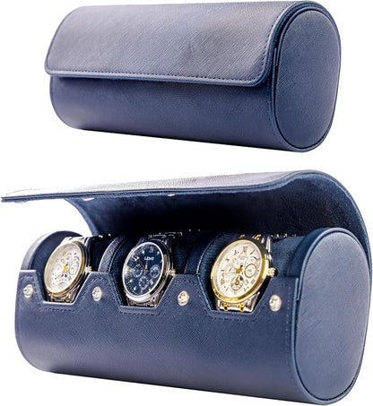 MR.OKAY 3 Watch Travel Case -Classic Leather Watch Case by MR.OKAY
