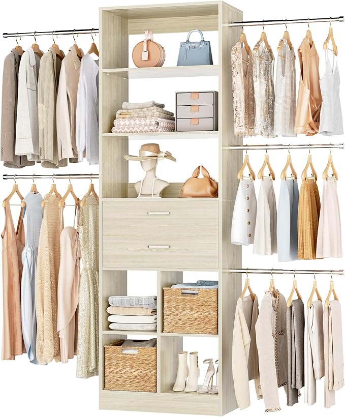 Besiost Small Closet System, 3.2-6.8FT Small Closet Organizer by Besiost