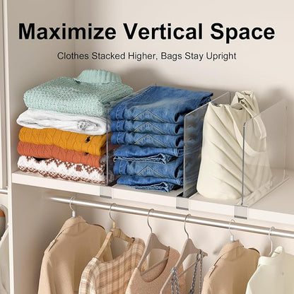 Purse Organizer for Closet Shelf Dividers: 8-Pack Adjustable Clear Acrylic Bag - Image 4