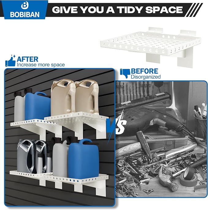 4 Pack Slatwall Shelves, Heavy Duty White Metal Slat Wall Shelf - Image 6