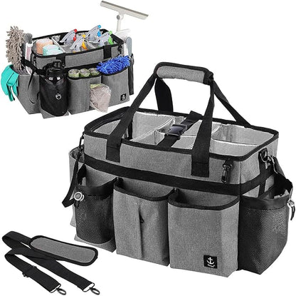 Large Cleaning Caddy Bag Built-in Sturdy Support Board, Cleaning Organizer by Timoxi