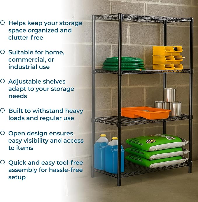 Honey-Can-Do 4-Tier Heavy Duty Adjustable Shelving Unit, 250-lb Per Shelf Metal - Image 8