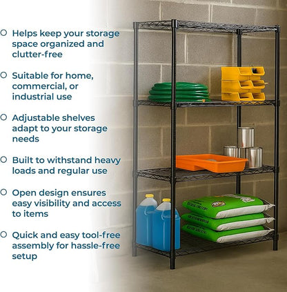 Honey-Can-Do 4-Tier Heavy Duty Adjustable Shelving Unit, 250-lb Per Shelf Metal - Image 8