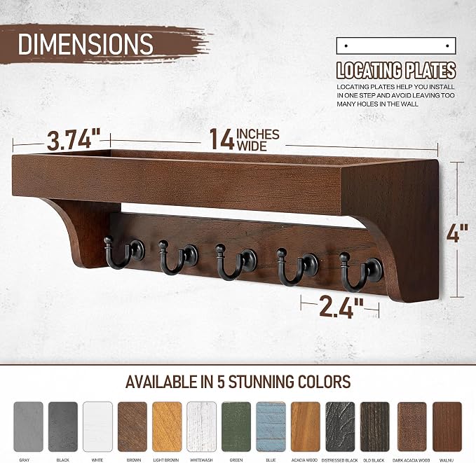 Walnut Wood Key Holder Wall Mount - Image 2