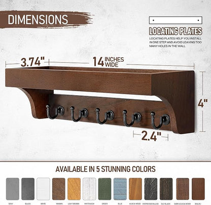 Walnut Wood Key Holder Wall Mount - Image 2