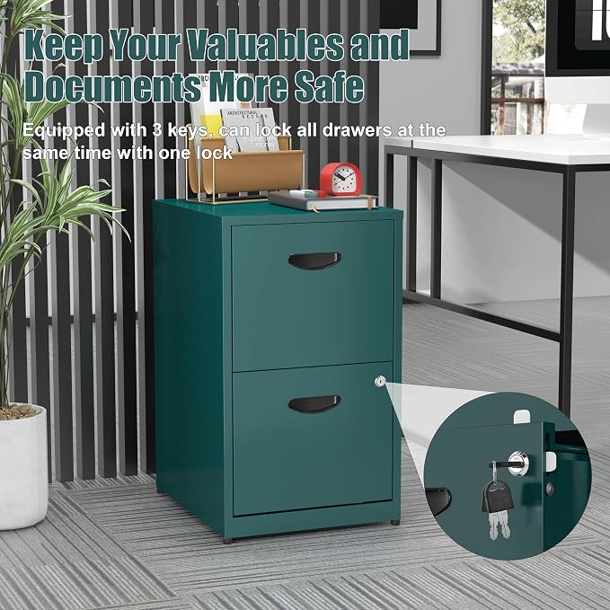 2 Drawer File Cabinet, Metal Two Drawer Vertical File Cabinets - Image 6