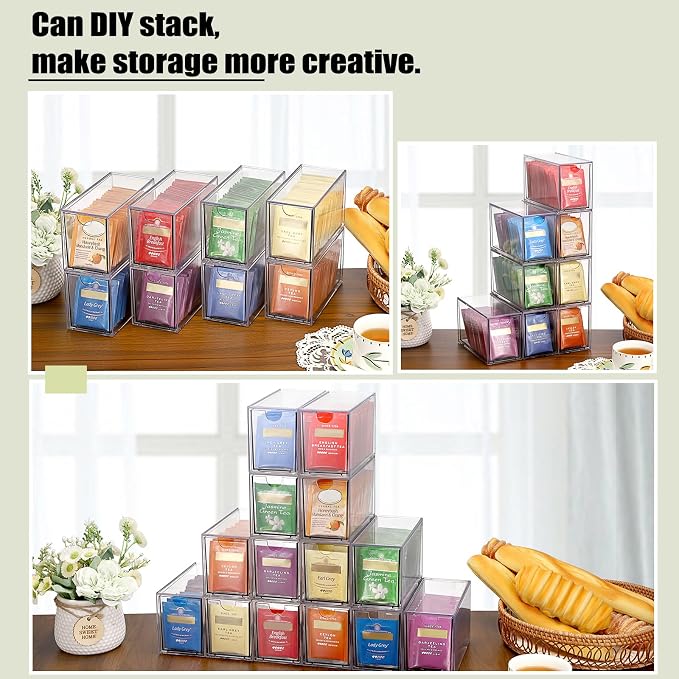 ELLDOO 8 Drawers Tea Bag Organizer, Coffee Pod Snack Storage - Image 5