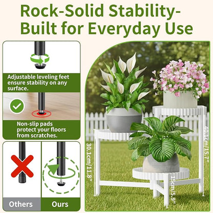 3 Tiered Tall Plant Stand Indoor Outdoor, Metral Flodable Plant Stand - Image 3