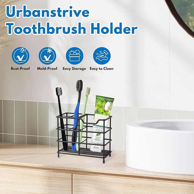 Urbanstrive 304 Stainless Steel Bathroom Toothbrush Holder Toothpaste Holder - Image 7