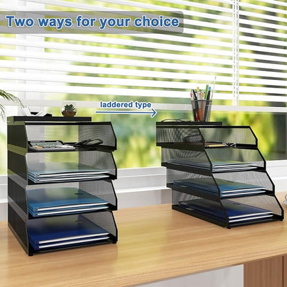Natwind 4-Tier Desk Organizer, Stackable Paper Tray, Desk Accessories, Metal - Image 5