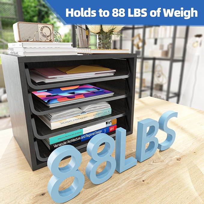 Simple Trending Desk File Organizers, 4-Tier Letter Tray Paper Organizer - Image 7