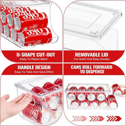 4 Pack Stackable Refrigerator Organizer, Soda Can Dispenser Pop Cans Container - Image 3