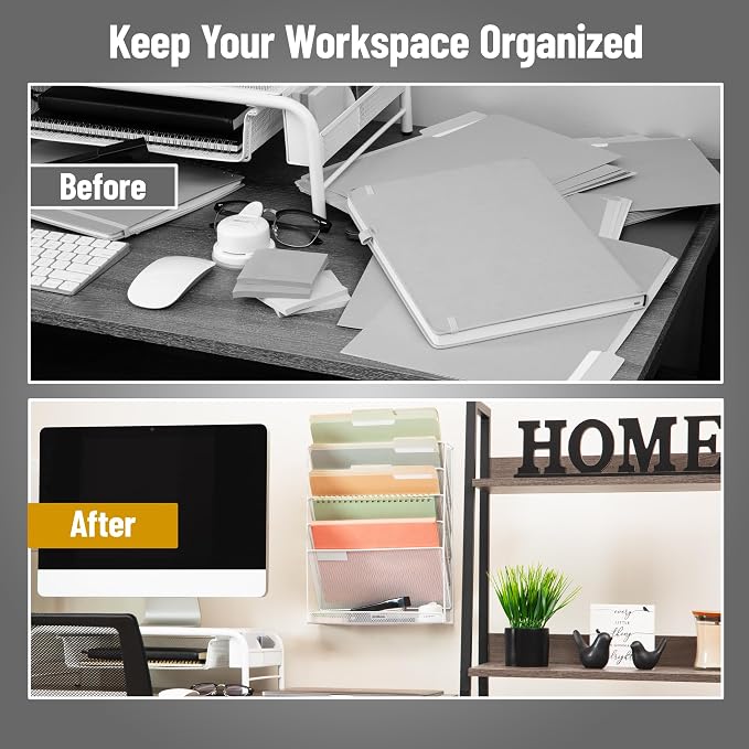 Mind Reader 5-Pocket Vertical File Storage, Desktop Organizer, Wall Mount - Image 5