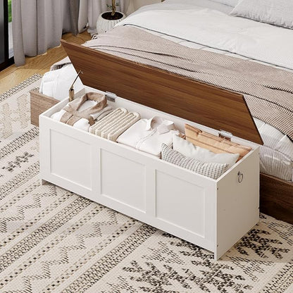 HOOBRO Storage Bench, 47.2" Retro Wooden Storage Chest, Wooden Storage Trunk - Image 5