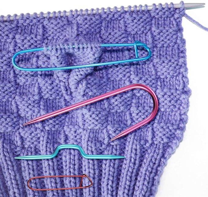WILLBOND 9 Pieces Cable Stitch Holders, Mixed Color Aluminum Cable Needles - Image 6