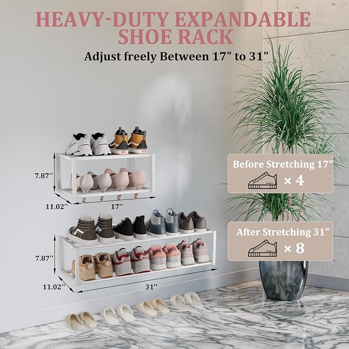 Expandable Wall Mounted Shoe Rack, Heavy Duty Metal Shoe Holder - Image 3
