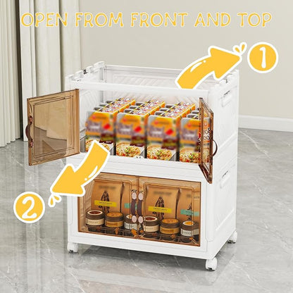 Storage Bins with Lids and Wheels, Collapsible Bathroom Storage Cabinet with - Image 4