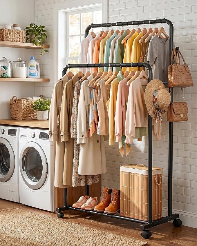 Delamu Clothes Rack Double Rods Clothing Racks - Image 9