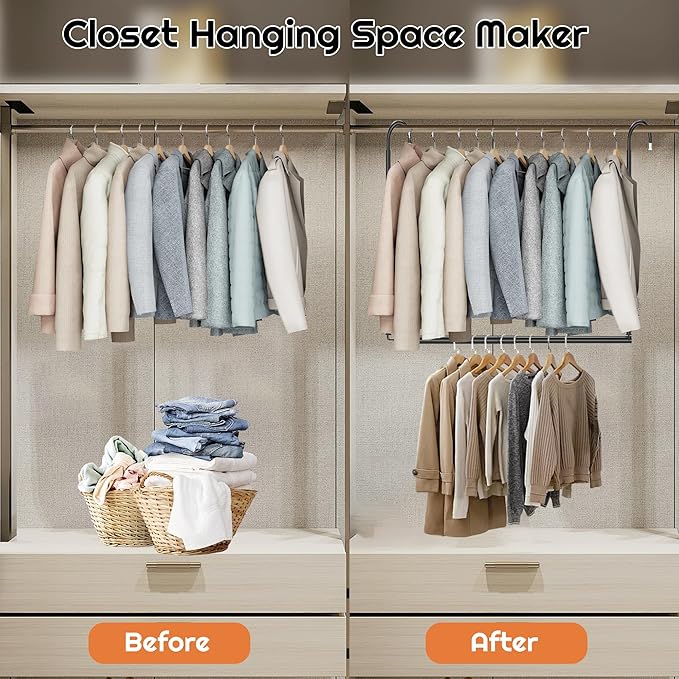 Hanging Closet Rod Adjustable Width Height Closet Rods - Image 5