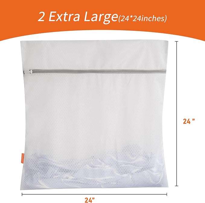 Polecasa Diamond Mesh Laundry Bags 2 Pack | Heavy Duty Mesh, Durable Zipper - Image 5