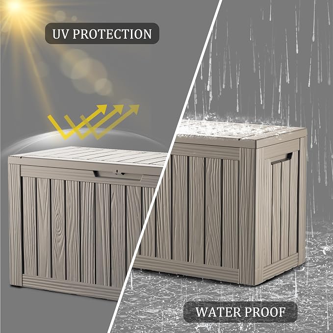 80 Gallon Resin Deck Box, Waterproof Outdoor Storage Box - Image 4
