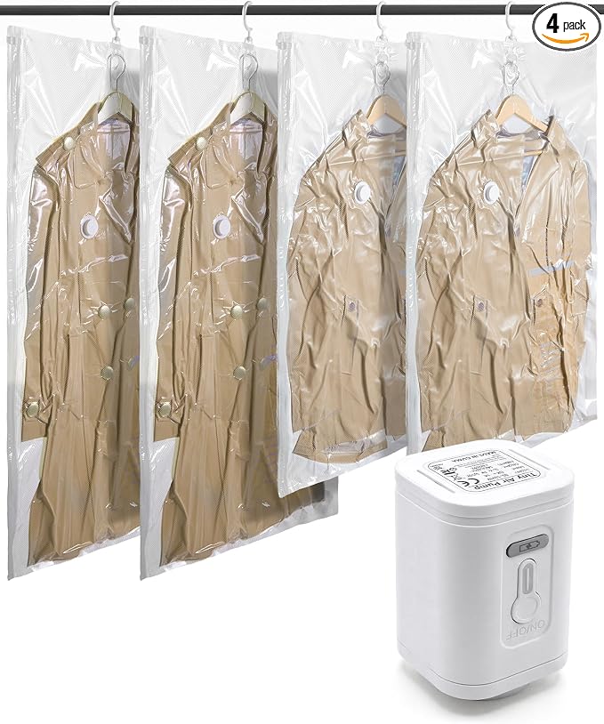 BAGSMART 4 Pack Hanging Vacuum Storage Bags by BAGSMART