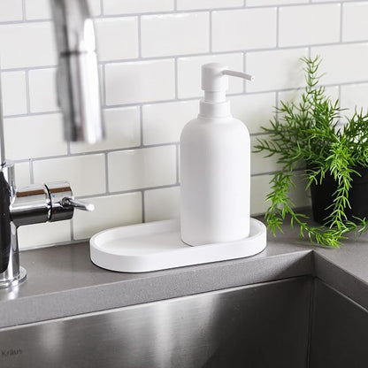 Matte White Round Soap Dispenser Tray, 8” Soap and Lotion Bottle Tray Organizer - Image 7