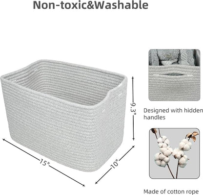 Cotton Rope storage Basket Bins Woven Basket - Image 2