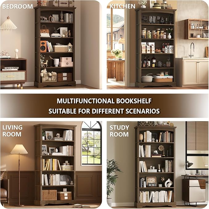 TVU 5-Tier Wooden Bookshelf, 31.5" W x 65" H ×9.9" D Bookshelf - Image 9