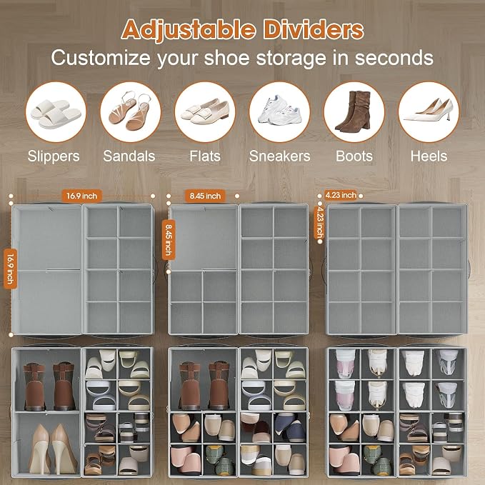 4 Pack Shoe Organizer for Closet, Foldable Shoe Storage Organizer - Image 2