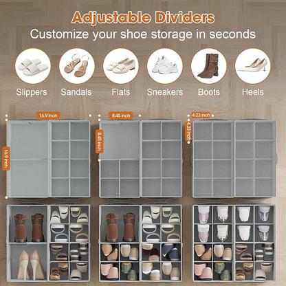 4 Pack Shoe Organizer for Closet, Foldable Shoe Storage Organizer - Image 2