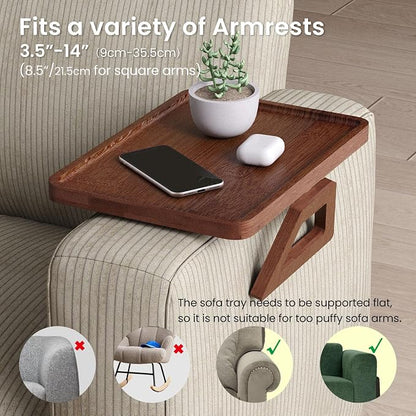 Couch Arm Tray, Bamboo Folding Sofa Tray, Sofa Armrest Tray Clip-On Couch Desk - Image 4