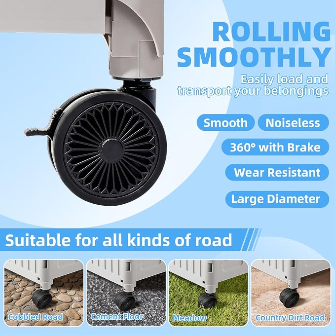 Folding Utility Cart, 4 360° Swivel Wheels Collapsible Rolling Crate - Image 8