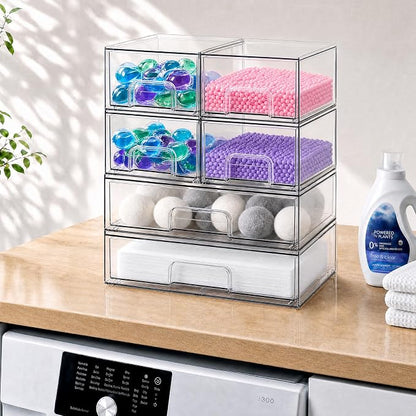 Clear Stackable Storage Drawers, Acrylic Bathroom Makeup Organizer, Plastic Bins - Image 8