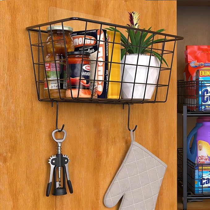 MaraFansie Hanging Kitchen Baskets, 2 Pack Wire Storage Basket Over Cabinet - Image 2