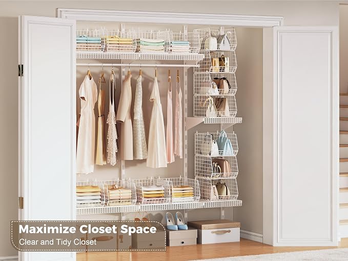 4" Extra Deeper Foldable Hanging Closet Organizer, Small Wire Cabinet Shelves - Image 7