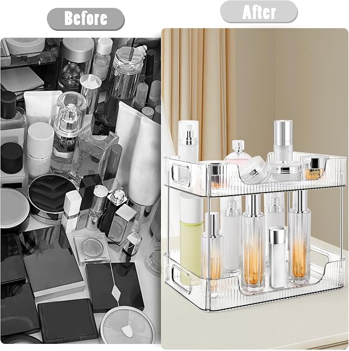 2-Tier Bathroom Counter Organizer Countertop Storage, Dresser Organizer Vanity - Image 3