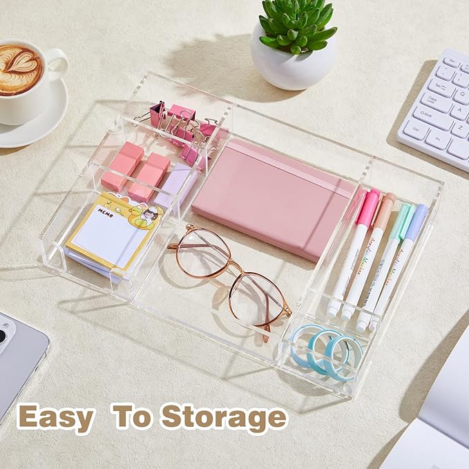 Acrylic Drawer Organizer Clear Desk Drawer Organizer Trays - Image 4