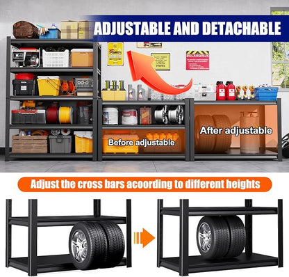 71" H-35 W Garage Shelving Heavy Duty Storage Shelves, Metal Adjustable - Image 5