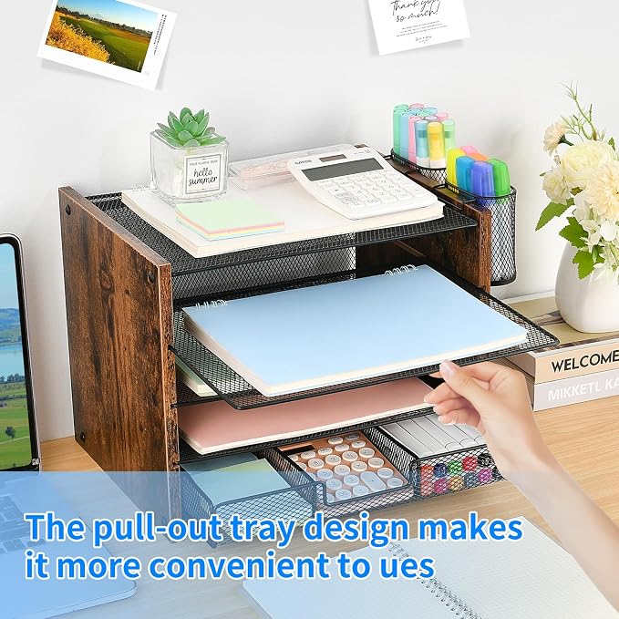 OPNCIE Desk Organizer and Accessories, 5-Tier Paper Letter Tray File Organizer - Image 4