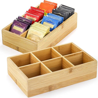 Dicunoy 2 Pack Bamboo Tea Bag Organizers, Wood Tea Bag Storage by Dicunoy