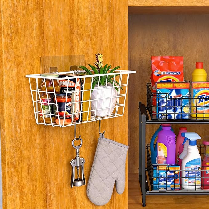 MaraFansie Wall Wire Baskets Adhesive Basket Hanging Kitchen Baskets No Drilling - Image 4