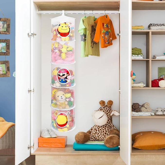 Hanging Stuffed Animal Storage Hammock Net 5 Tiers, Holds Plushies, Foldable - Image 2