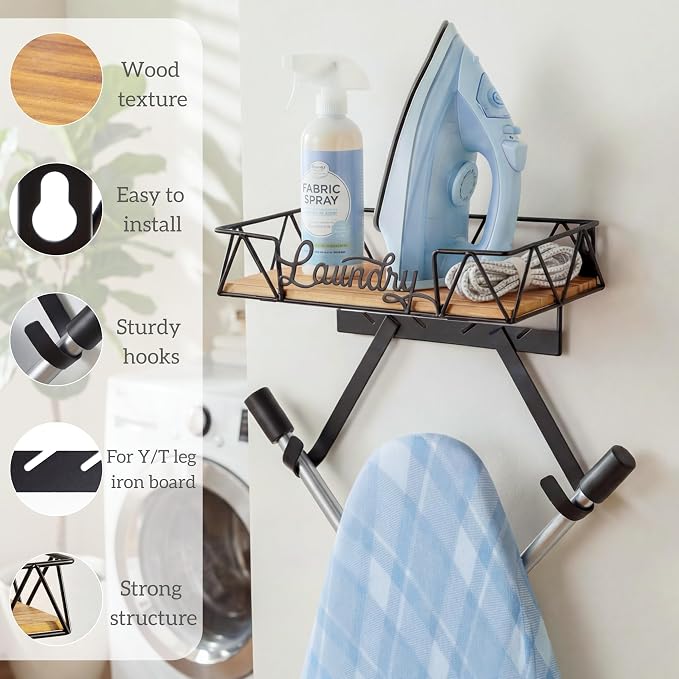 PERFNIQUE Ironing Board Holder Wall Mount, Ironing Board Hanger, Iron Board - Image 2