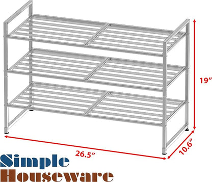 Simple Houseware 3-Tier Stackable Metal Panel Shoes Rack - Image 3