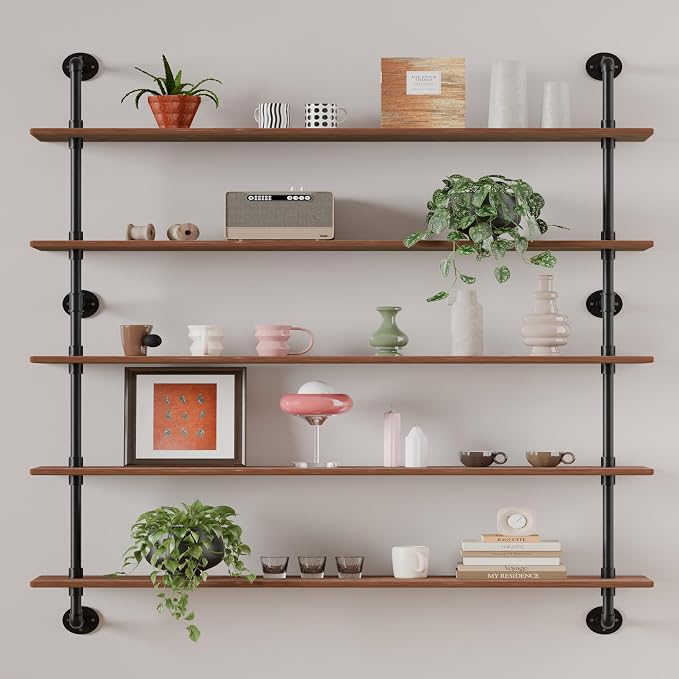 HDDFER Floating Shelves for Wall Bookshelf Industrial Pipe Shelving Shelves 48 by industrialpipeshelving