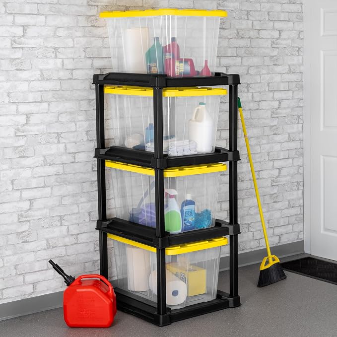 Sterilite 4-Tier Tote Rack & 4-Pack 27 Gallon Storage Box, Shelf and Tote - Image 5