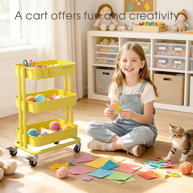 3 Tier Rolling Cart Metal Utility Cart - Image 8